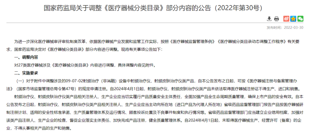 看过来！年底将有大批医美产品纳入《医疗器械分类目录》你的企业需要早做布局￼